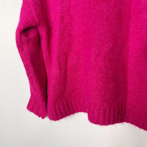 Pistola XS Fuchsia Pink Carlen Mock Neck Sweater Fuzzy Rib Trim Plush Oversized - Picture 6 of 11